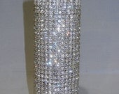 Large Rhinestone Bouquet Cuff w/ Pearl Accent Trim
