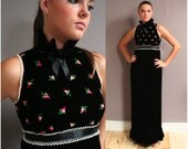 Vintage 60s STUNNING Black Velvet MAXI