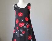 Vintage 70s Little Black Dress  and  Poppy seed flowers