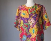 Blouse / Vintage / Pure Silk  /  Multicolored  / Blouse