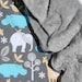 Minky Baby Blanket - Michael Miller Sea Zoology with Light Gray Minky - Personalization Available