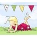 Illustration Girl Dandelion Print Summertime - Blonde girl