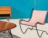 Fine Art Print - Midcentury Modern Pink Chair 8 x 8
