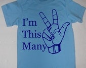 Im This Many Three Birthday Third 3rd T-Shirt or Onesie - YOU CHOOSE COLORS and Size