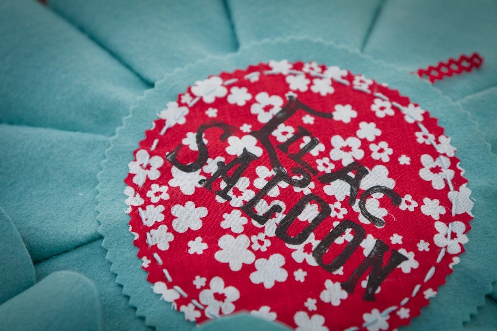 SALE Aqua and Red Wallflowers (set of 3)