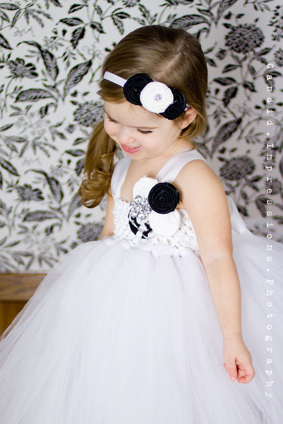 Black and White Memories Flower Girl Tutu Dress