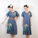 Patchwork Dress Mexican Inspired Kaftan Slate Blue Applique OSMF