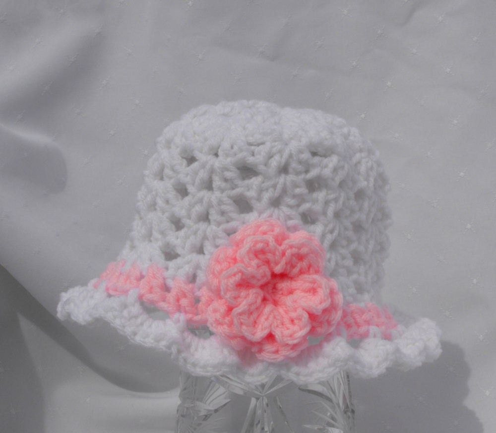 Crocheted Hat with Flower Custom Color and Size