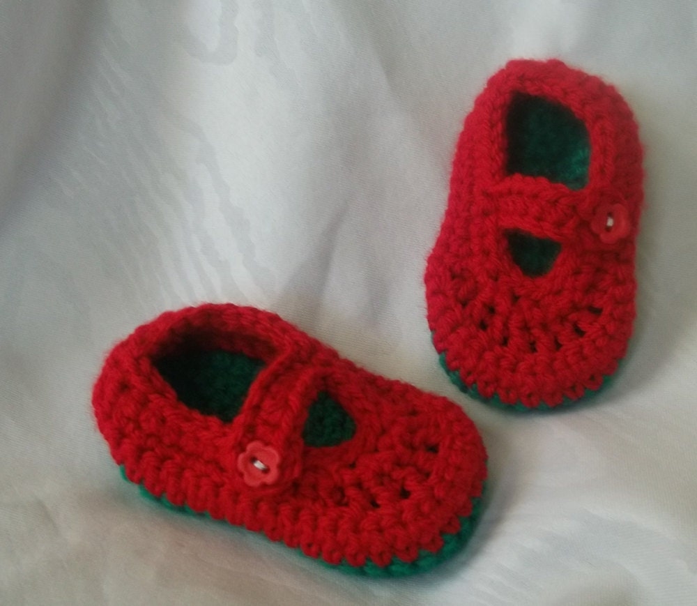 0 to 3 months Baby Red Green Christmas Mary Jane Shoes Booties SALE