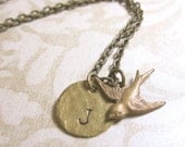 Custom Initial Necklace Sparrow Necklace Initial Jewelry Sparrow Jewelry Personalized Jewelry Bird Jewelry