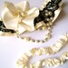 Sexy Wedding Garter SET / Black lace Garter on Ivory Satin