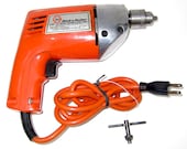 Vintage Orange Black & Decker Electric Drill With Chuck Key