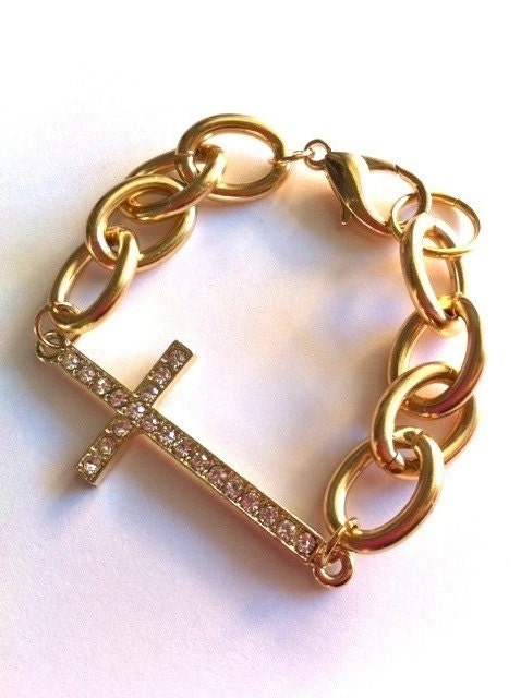 Sideway Cross Gold Bracelet