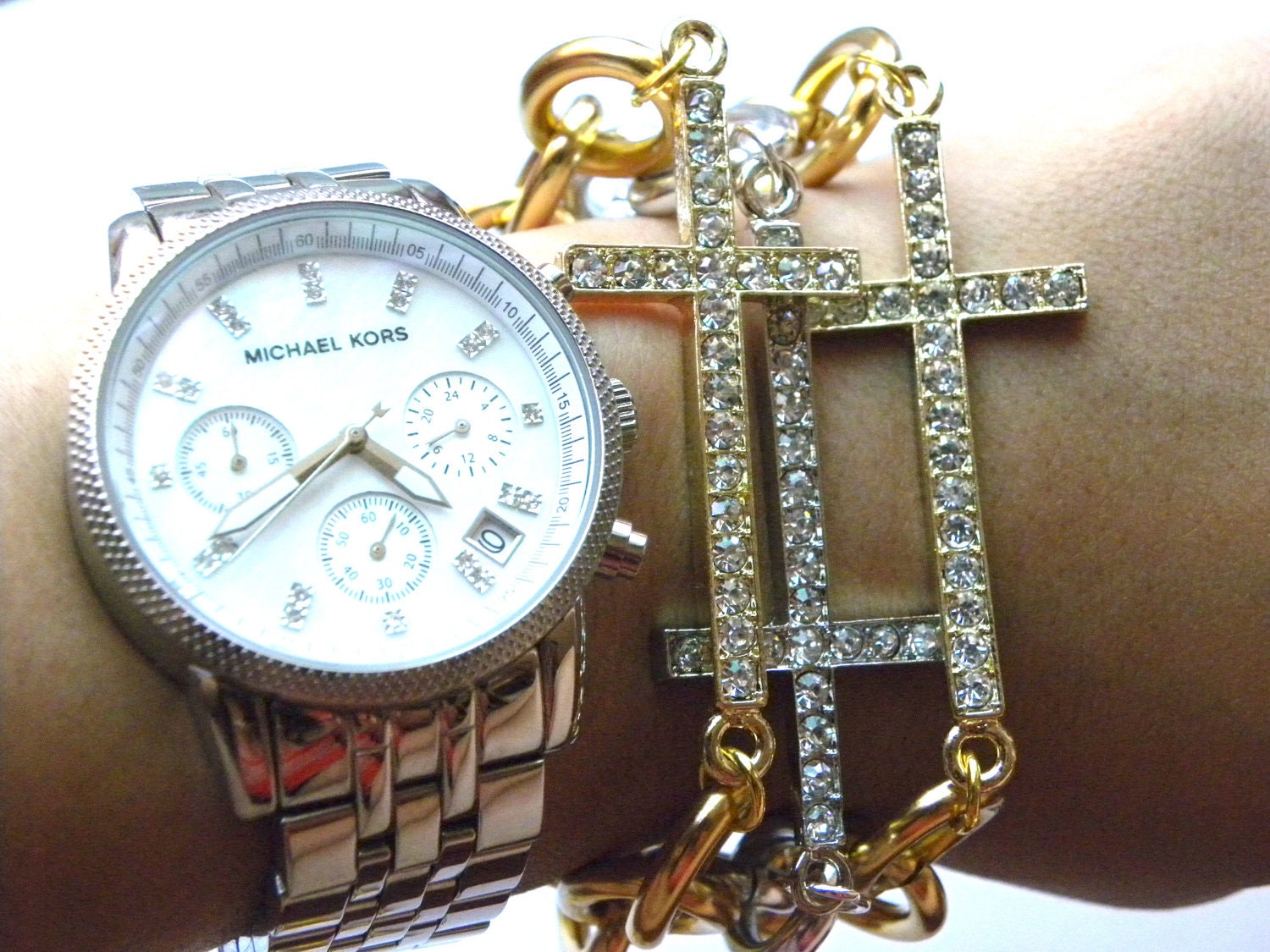 Sideway Cross Gold Bracelet