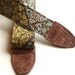 Guitar Strap in Hipster Mossy Green Leaves with Brass or Silver Hardware and suede Leather Ends