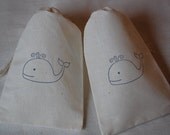10 Blue Whale Muslin Drawstring Favor Gift Bags 4x6 Great for Baby Showers Il_170x135