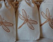10 Sepia Dragonfly Muslin Favor Gift Bags - Great for Weddings, Parties, Jewelry and more 3x5 Il_170x135