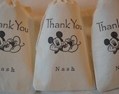 10 Personalized Disney Mickey Mouse Muslin Favor Bags 4x6