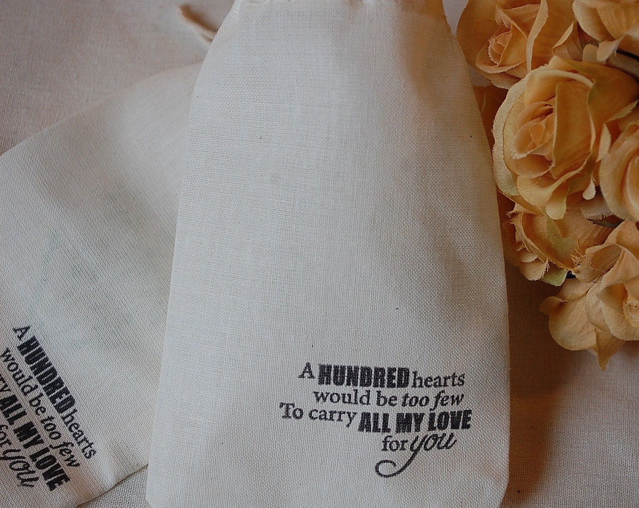 100 Wedding Love Saying Organic Muslin Cotton Favor Gift Bags 4x6 Il_170x135