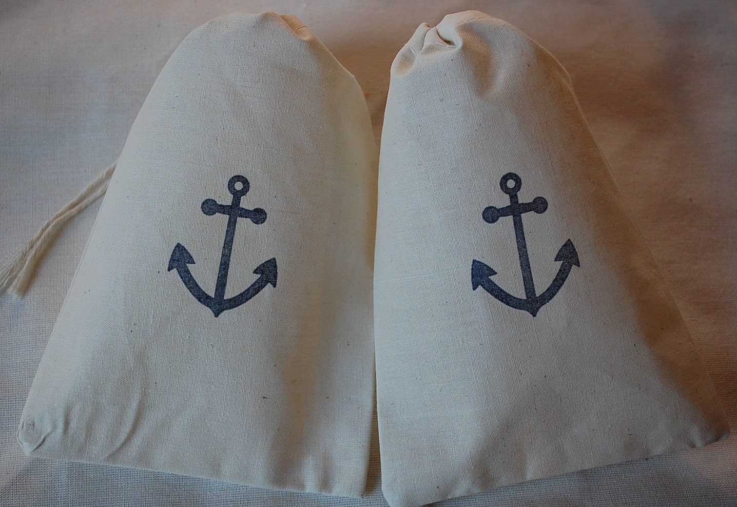 25 Blue Nautical Anchor Favor Gift Bags - Organic Muslin Cotton Drawstring Gift Bags 5x7 Il_170x135