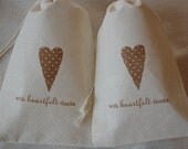 10 Coffee Brown Polka Dot Heart Thank You Wedding Muslin Favor Gift Bags 4x6 Great for Weddings Il_170x135