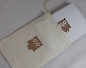 Cute Owl Stationary - Set of 5 Brown Owl Cards with Envelopes Packaged in Muslin Gift Bag - You choose ink color Il_170x135