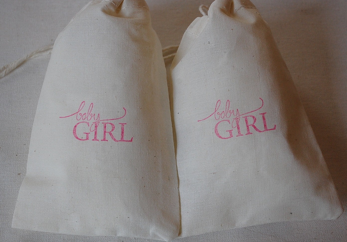 10 Pink Baby Girl Organic Muslin Cotton Favor Bags 4x6 inch Great for Baby Showers Il_170x135