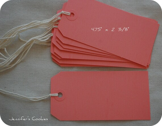50 Large Pink Manila Gift Hang Tags Pre-strung Il_570xn