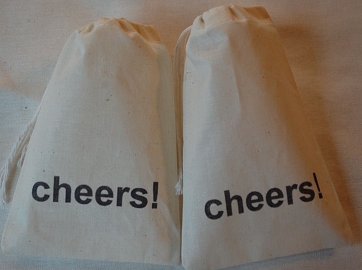 10 Cheers Organic Muslin Cotton Drawstring Favor Gift Bags 4x6 - Great for parties and weddings Il_570xn