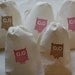 10 Pink and Brown Owl Muslin Favor Gift Bags - Organic Cotton Drawstring Gift Bags 4x6