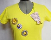 Women's Custom Tee-shirt  Hand Painted Fabric Applique Design
