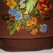 Holiday Sale75% Off Hooting Tooting Brown Canvas Handbag Hand Painted with Floral Fabric Applique Design