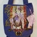 Sale 75% OFF Fantasy Lovers Canvas Handbag Blue With Custom Hand Painted Fabric Appliques