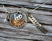 Graduation Necklace - Hand-Stamped Unique Heart Pendant with Swarovski Crystal Charms