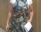 Navy, Blue, Brown, Glitter, Gold, Batik, Full, Reversible, Apron, Handmade by LittleSmartyPants on Etsy