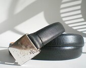 Black Leather Belt, Vintage Skinny Belt, Designer Fashion, Ralph Lauren