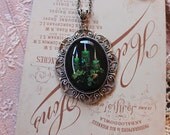 Gothic Ritual - Dark green Candles Pendant with Necklace