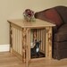 Medium Wood Dog Crate End Table with Log Post