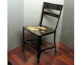 Vintage Childs Chair, Black wood and metal, school chair