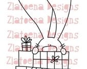 Digital stamp - Birthday Bunny/ Rabbit gift - Digital image