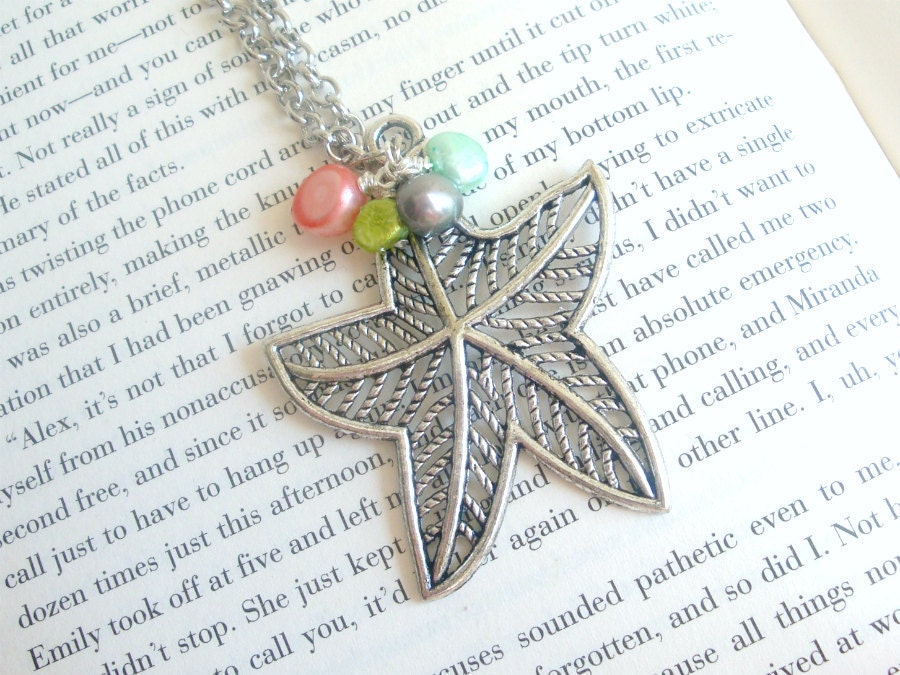 Starfish Necklace - Freshwater Pearls - Pink, Green, Blue, Grey