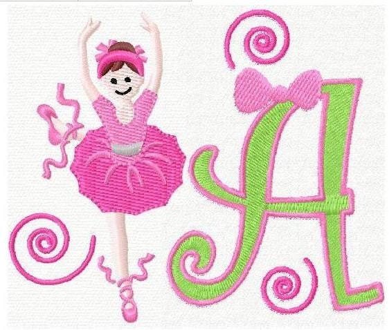 26 Ballet ballerina font letters machine embroidery designs