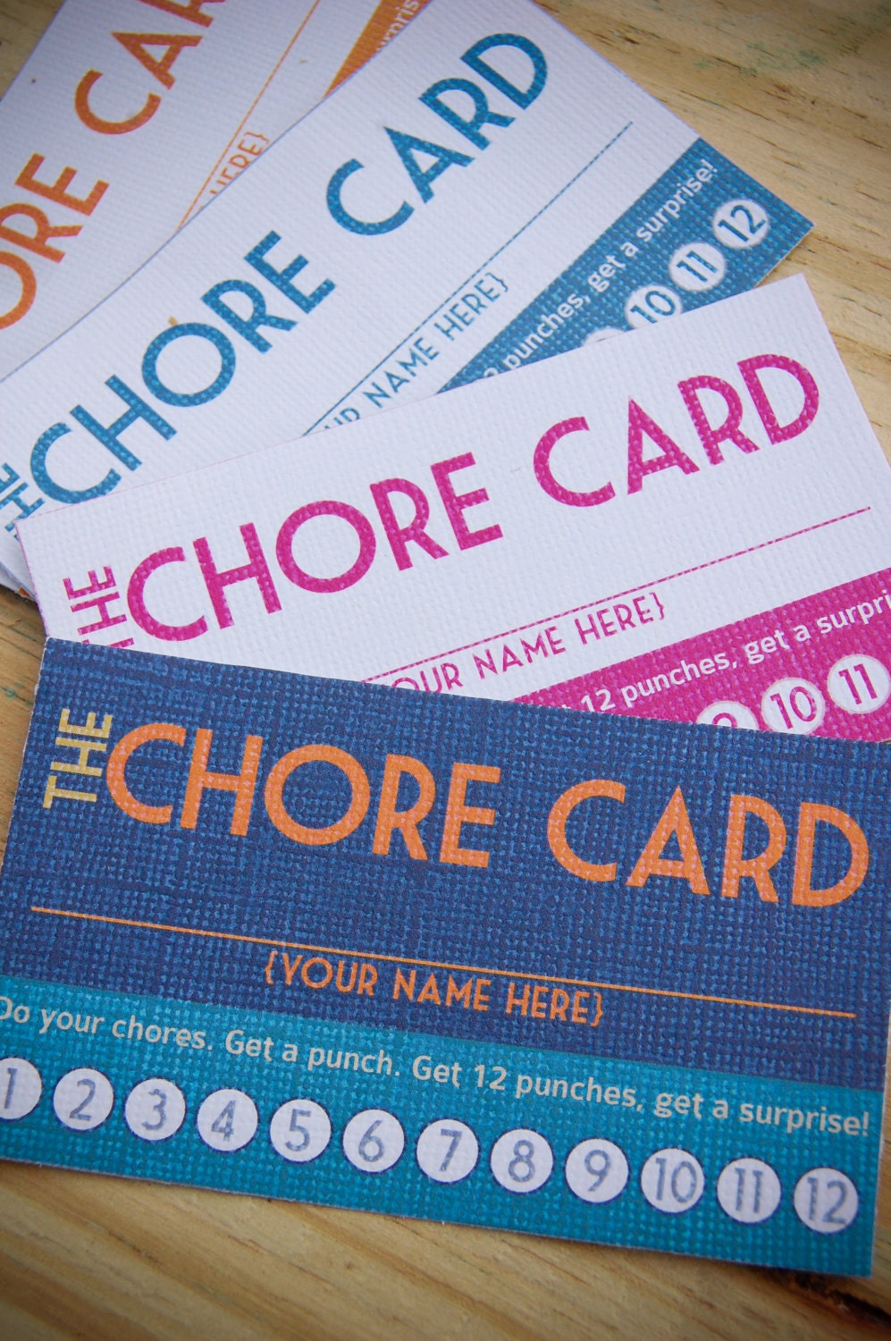 INSTANT DOWNLOAD: DIY Printable Punch Cards - 4 colors, chore cards, stay in bed cards