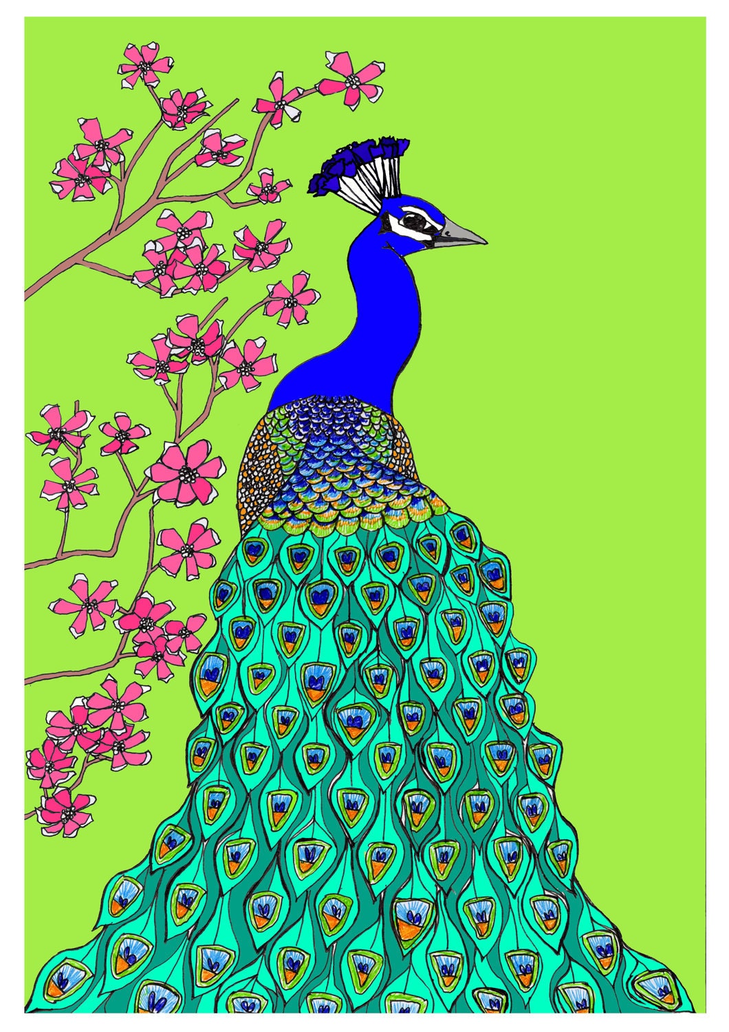 Peacock Art Print A4 size