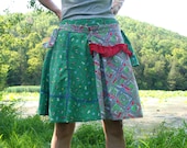 Upcycled Vintage Aprons Skirt in Native American Novelty Print Cotton Funky Hippie Style OOAK Womens Medium to Large