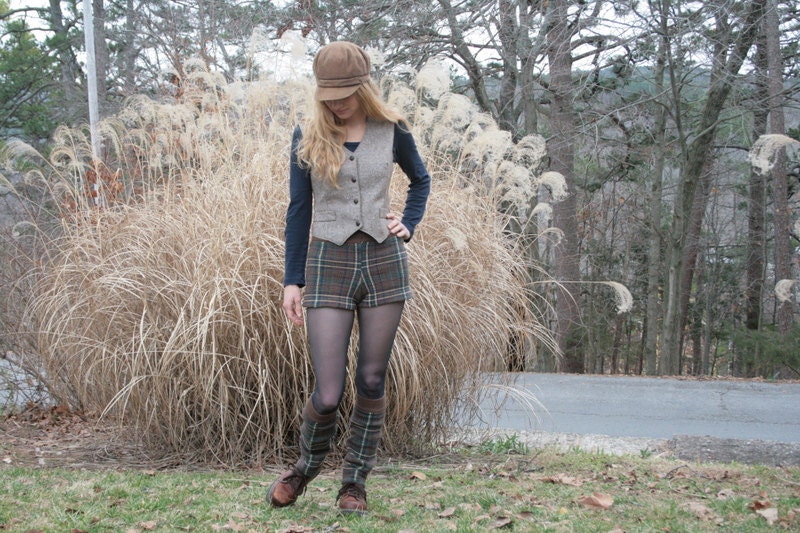 Preppy Plaid IZOD Sweater Shorts S Cotton Upcycled