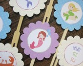 Merry Mermaid Collection: Set of 12 Cupcake Toppers. Under the Sea. Mermaid Birthday. Il_170x135