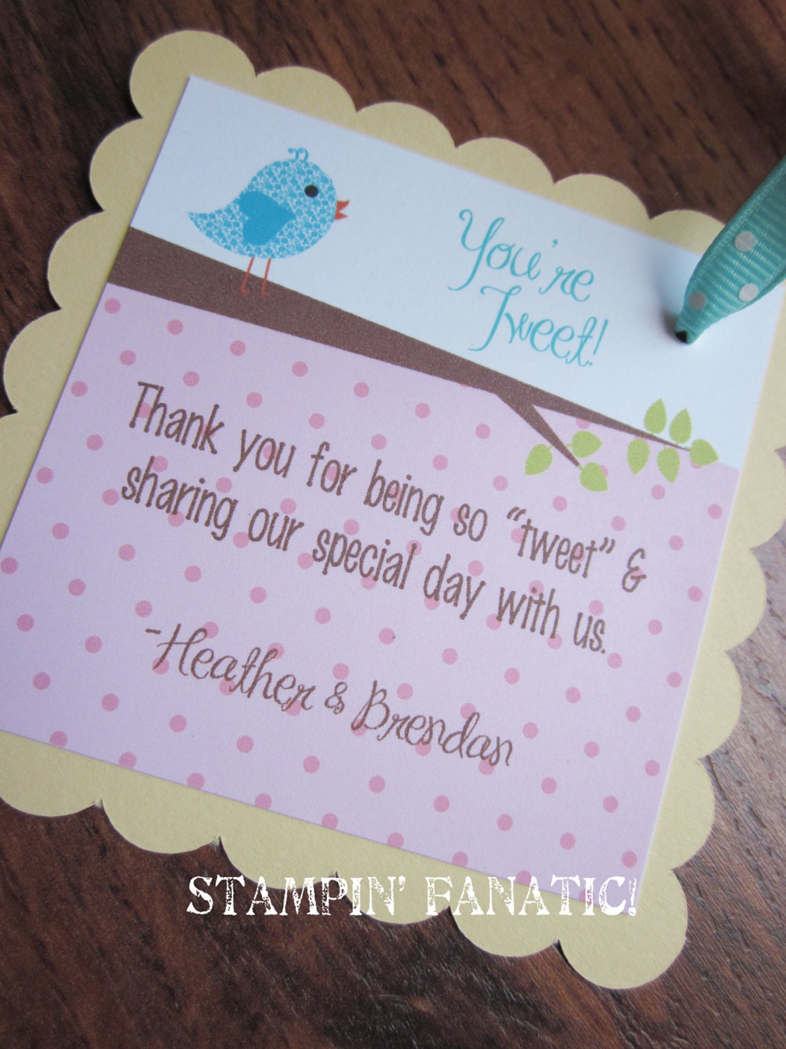 Little Chick Collection: Set of 12 Favor Tags, Square Scallop Background, 4inches, personalized with ribbon to hang Il_170x135