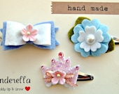 Felt Flower Hair Clip - Cinderella Inspired, Disney Princess
