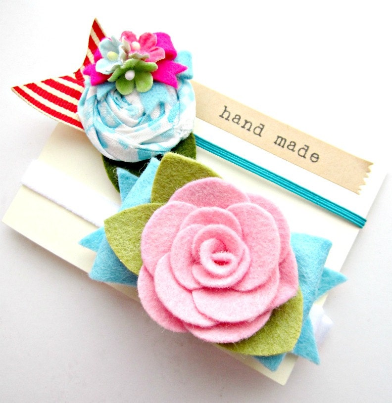 Felt Flower Headband Set - Summer headband set, Kids Fashion